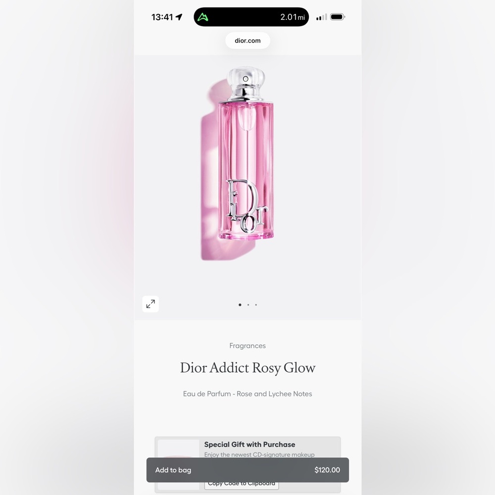 Pink/Silver Dior Addict Rosy Glow Scented “Gum” Keychain New in Bag. SEALED - Picture 2 of 16